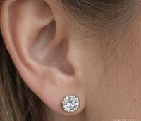 Earring worn in ear showing size and appearance