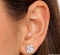 Earring worn on ear showing scale and appearance