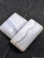 Two rectangular Blue Lace Agate cabochons light blue with white banding