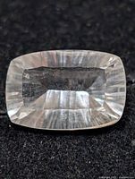 Front view of transparent rectangular cushion-cut white quartz gemstone