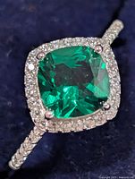 Top view showing chrome diopside centre stone and CZ halo