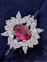 Top view showing ruby center and CZ halo