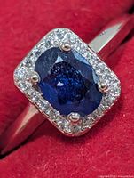 Front view showing sapphire and CZ halo