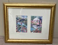 overall view of framed watercolors