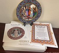 Plate on stand with box, COA, brochure
