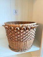 Full view of woven basket from the side