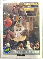 Card of Shaquille O'Neal dunking in white LSU jersey with Classic Draft Picks logo