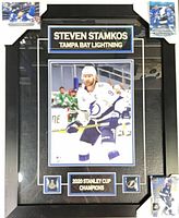 Full framed display showing photo, three cards, plaque