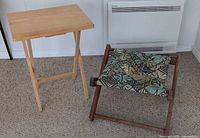Both folding table and stool fully opened