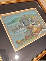 Framed pastel showing entire artwork with mat and frame