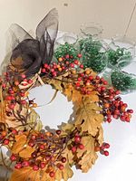 Wreath, vases and marbles overview
