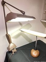Both vintage desk lamps side by side to show overall style and size