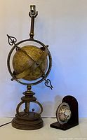 Full view of globe lamp and bookend