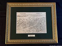 Front view showing entire framed, matted engraving