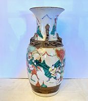 Full front view of warrior battle scene porcelain vase