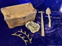 overview of all items in lot on fabric background