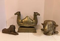 Group shot of all three brass animal figurines
