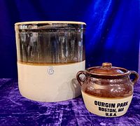 Crock and bean pot side by side