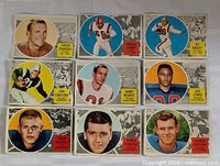 Group shot of nine 1960 Topps CFL cards