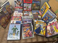 Group shot of all DVD cases laid out on table