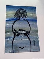 Full view of watercolor mounted in mat