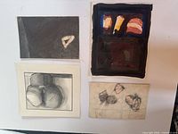 Group shot of all four Frank Nulf works on paper