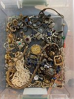 Full view of assorted jewelry in bin