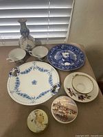 Group shot showing all eight porcelain items
