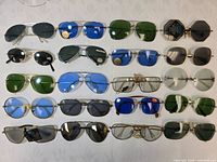 Full layout of 20 pairs of sunglasses