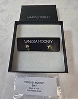 Boxed Vanessa Mooney E967 earrings with label bag