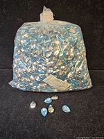Full sealed bag of blue pear rhinestones showing quantity