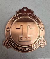 Front of bronze medal showing TDESAA City Championships design