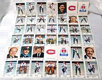 Overview of all 35 Kingston Canadians trading cards laid out in five rows