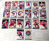 Overview of 20 hockey cards laid out in four rows