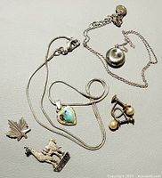 all six sterling silver jewellery pieces laid out