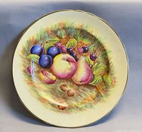 Front view of Aynsley Orchard Gold bone china plate