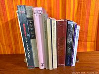 Full set of art books between metal bookends