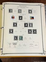 Album page showing assorted Philippine stamps from 1968-1973