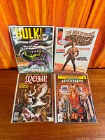 All four Marvel magazine comics laid out on table