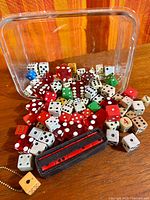 Overall view of container and assorted dice