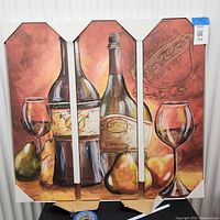 Full view of three canvas panels standing together