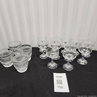 overview of all 11 champagne coupes and 4 juice tumblers