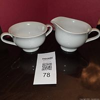 front view of sugar bowl and creamer