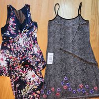 Both sleepwear garments laid flat showing full pieces and prints