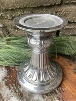 Full view of Lenox silver-tone pillar candlestick