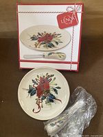 Boxed Lenox cheese plate and knife set with plate and wrapped knife shown