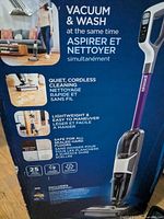 Side of retail box showing product information for Bissell CrossWave HF3 cordless vacuum