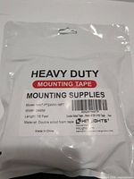 Front of sealed pouch showing product name, dimensions and model number