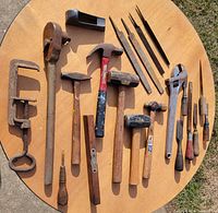 All tools laid out on round surface