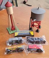 All seven items grouped on table